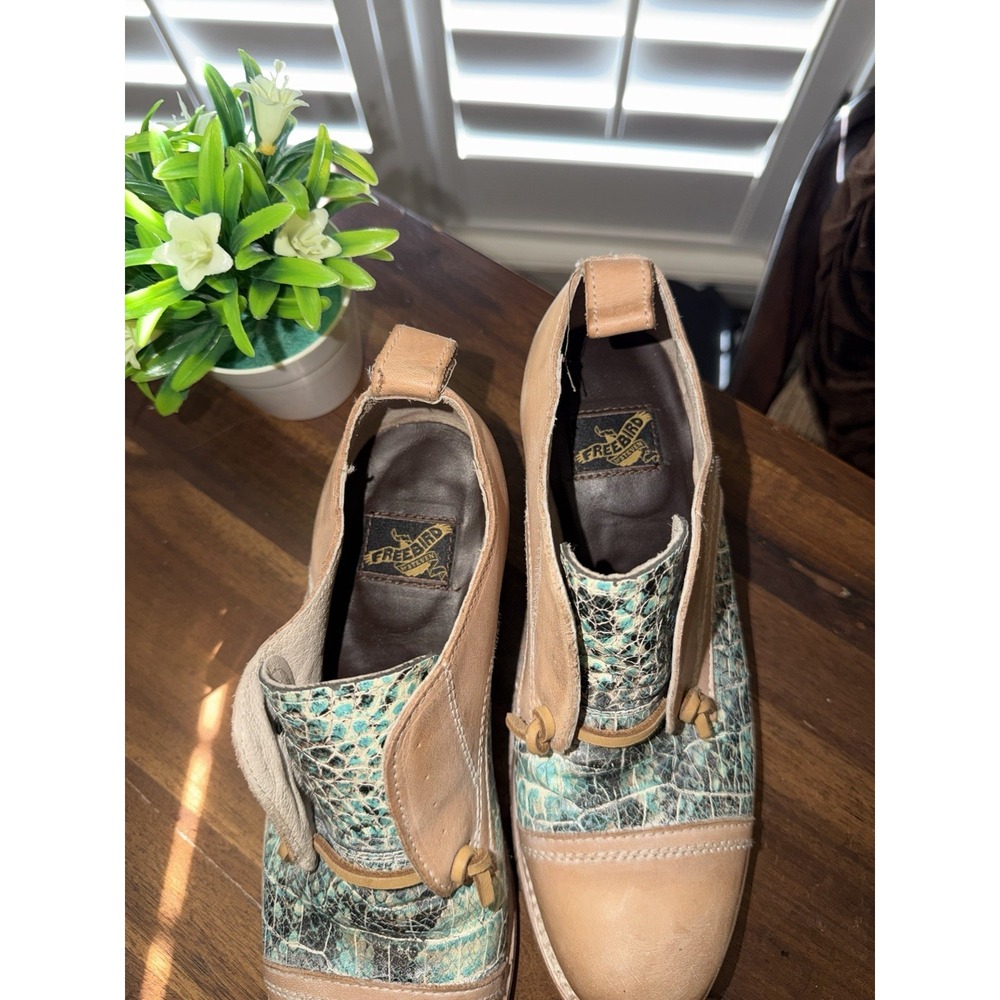 Freebird Mabel Oxfords Womens Size 7 Turquoise Multi Tan Leather Snakeskin - Picture 3 of 9